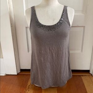 Eileen Fisher Sequined Grey Linen‎ Tank Top Small